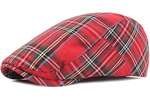 Quanhaigou Men's Cotton Flat Ivy Gatsby Newsboy Driving Hat Adjustable Irish Cabbie Ivy Driving Hunting Cap