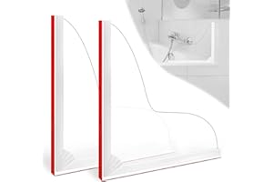 Honitra 2pcs Shower Splash Guard, Upgrade Bathtub Splash Guard, Self-Glue Splash Guard to Keep Water in Shower, Shower Splash Guard for Bathtub Showers Tub