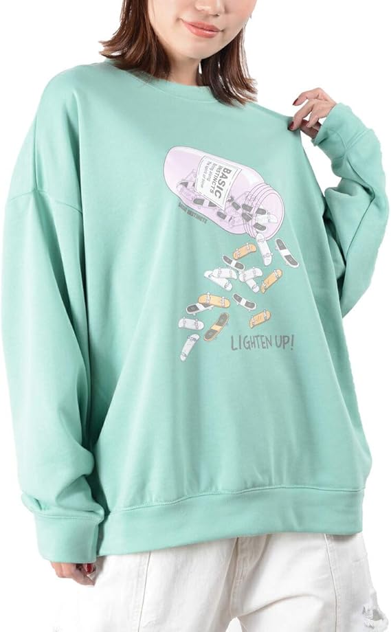 Amazon スケボー イラスト ビッグトレーナー ビッグシルエット トレーナー メンズ オーバーサイズ トレーナー レディース スウェット 大きいサイズ ビッグトレーナー トレーナー パーカー 通販