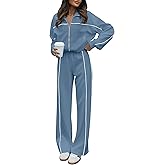 HAEOF Women 2 Piece Sweatsuit 2026 Fall Spring Long Sleeve Zip Up Sweatshirt Jogger Pants Machting Lounge Sets Track Suit