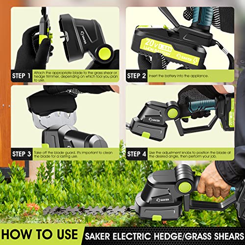 Saker 20V Cordless Hedge Trimmer,2 in 1 Bush Trimmer with 2 Battery photo 11