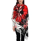 IBILIU Oversize Scarf for Women Floral Flower Purple Prune Color Scarf Tassel Scarves Fall Winter Shawl Wraps - 77.6 x 28.3in