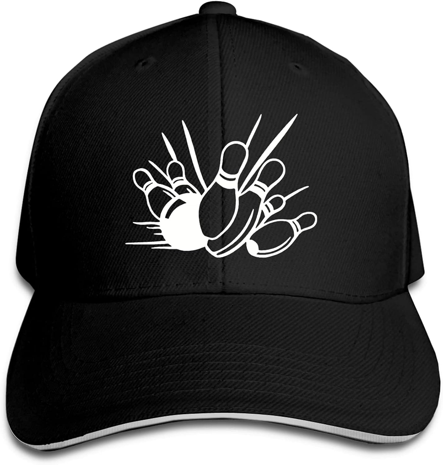 Bowling Strike Ball and Pins Bowler Adjustable Baseball Caps
