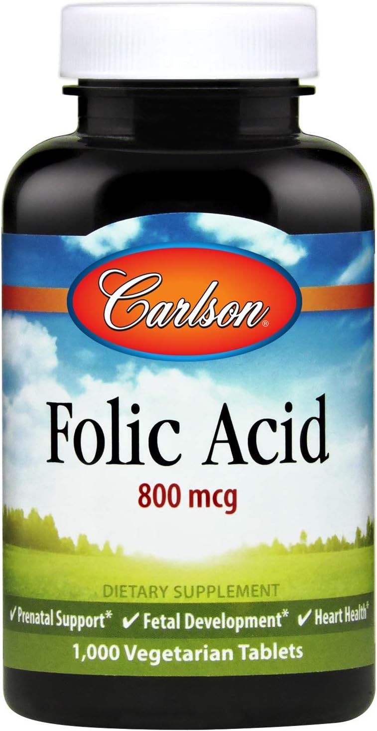 Carlson labs folic acid, 800 mcg, 300 tablets (088395026638)