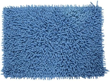 Castle Hill 100% Cotton Chenille Shaggy Bath Rug with Spray Latex Backing 20x30 Medium Blue