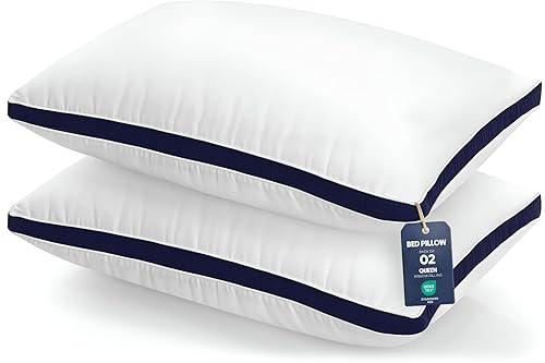 Utopia Bedding Pillows 2 Pack Queen Size, (Navy) Hotel Quality Pillows, Brushed Fabric, Bed Pillow for Back, Stomach or Side Sleepers - 18 x 26 inch / 45 x 66 cm