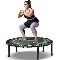 BCAN 450/550 LBS Foldable Mini Trampoline, 40"/48" Fitness Trampoline with Bungees/Adjustable Foam Handle, Stable & Quiet Exe