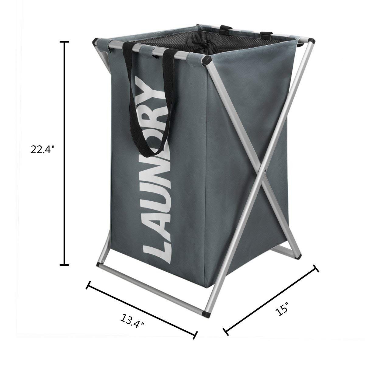 WOWLIVE X-Frame Laundry Hamper Laundry Basket Aluminum Frame Durable Dirty Clothes Bag Bathroom Bedroom Home