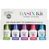 Gelish Dip Basix Kit &ndash; Prep, Base Coat, Activator, Top Coat &amp; Brush Restorer &ndash; Easy, Odor-Free, No UV or LED Lamp Required for Long-Lasting, Salon-Quality Dip Powder Nails at Home.