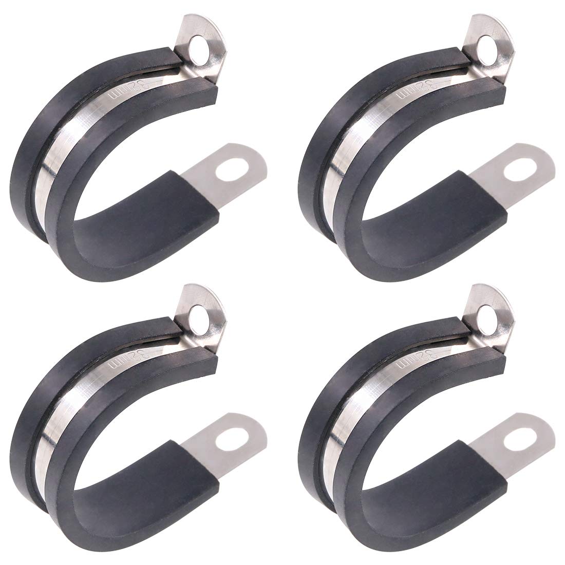 Keadic 20Pcs 1-1/4" (32mm) Cable Clamp Rubber Wire Clamps Stainless Steel Rubber Cushioned Insulated Clamps