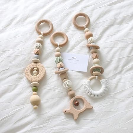 Mamimami Home 3pc Baby Holz Beißring Tiere Donut Rassel Kautable Silikon Perlen Spielen Gym Kinderwagen Spielzeug Pflege Anhä