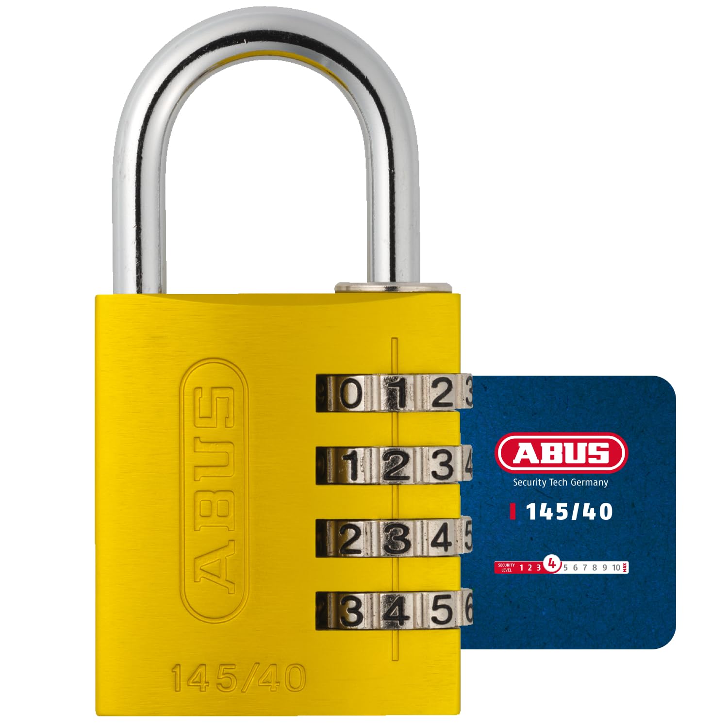 Padlock combination aluminum 40mm yellow