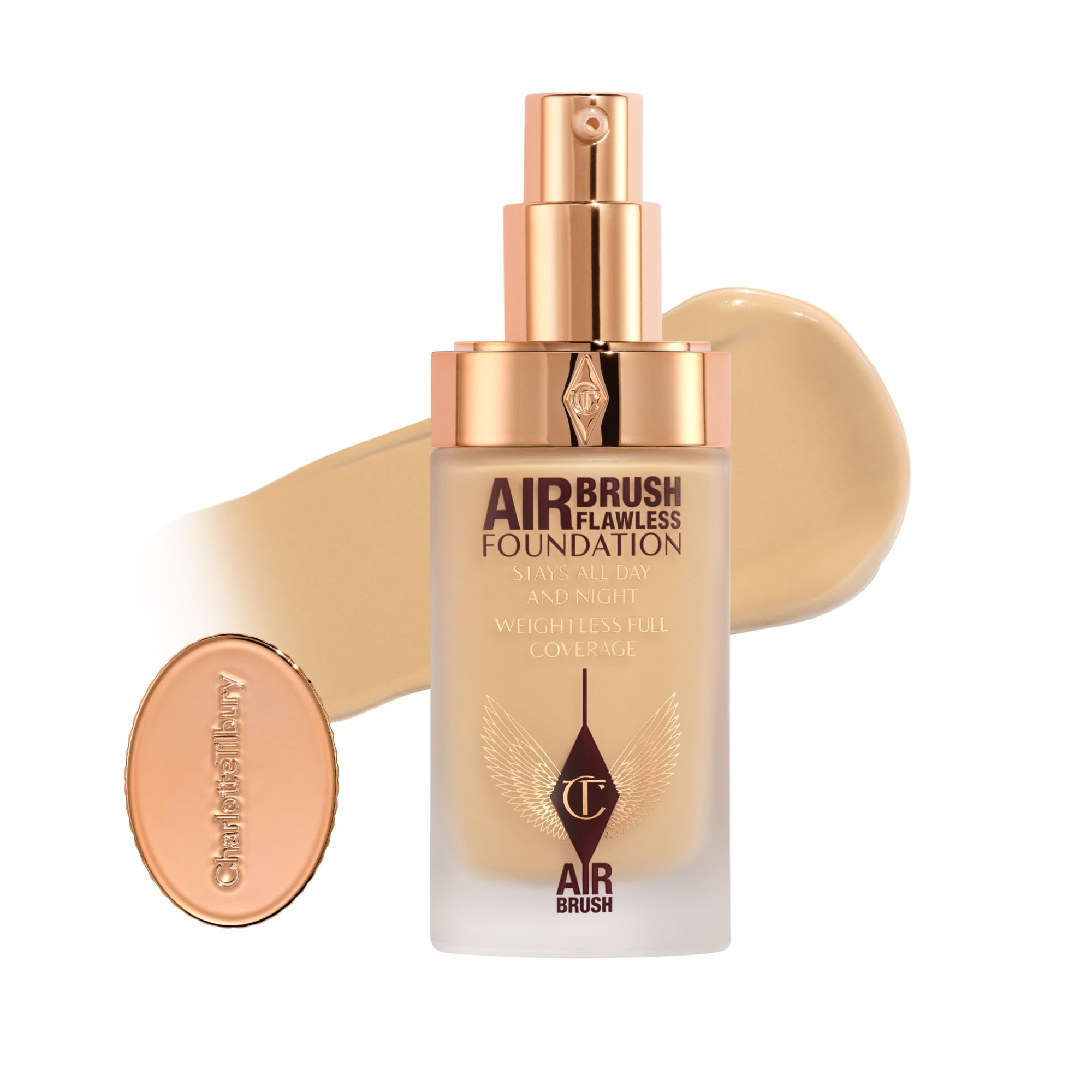 Photo 1 of Charlotte Tilbury Airbrush Flawless Matte Foundation - Full Coverage Liquid Makeup with a Natural-Matte Finish - Smoothes & Blurs Pores - Waterproof & Transfer Resistant - 5 Warm