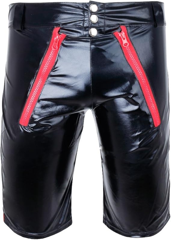 フィーショー Feeshow ハーフパンツ メンズ ショートパンツ レザー調 ストレッチ 短パン 勝負下着 男性 メンズボクサー パンツ ブラック ボクサー 通販 Amazon