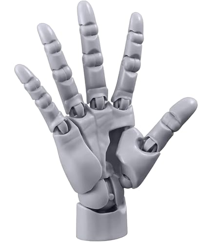 Künstler-Handmodell 1:1, Artkulierte Schaufensterpuppen-Hand – Lebensgroß (40 Cm), Bewegliche Gelenke, Mit Ständer – Für Zeichnen, Malen & Skizzieren