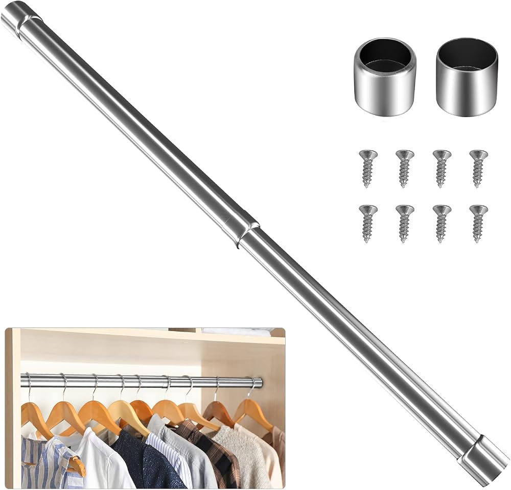 WAENLIR 56cm-100cm Extendable Stainless Steel Wardrobe Rail
