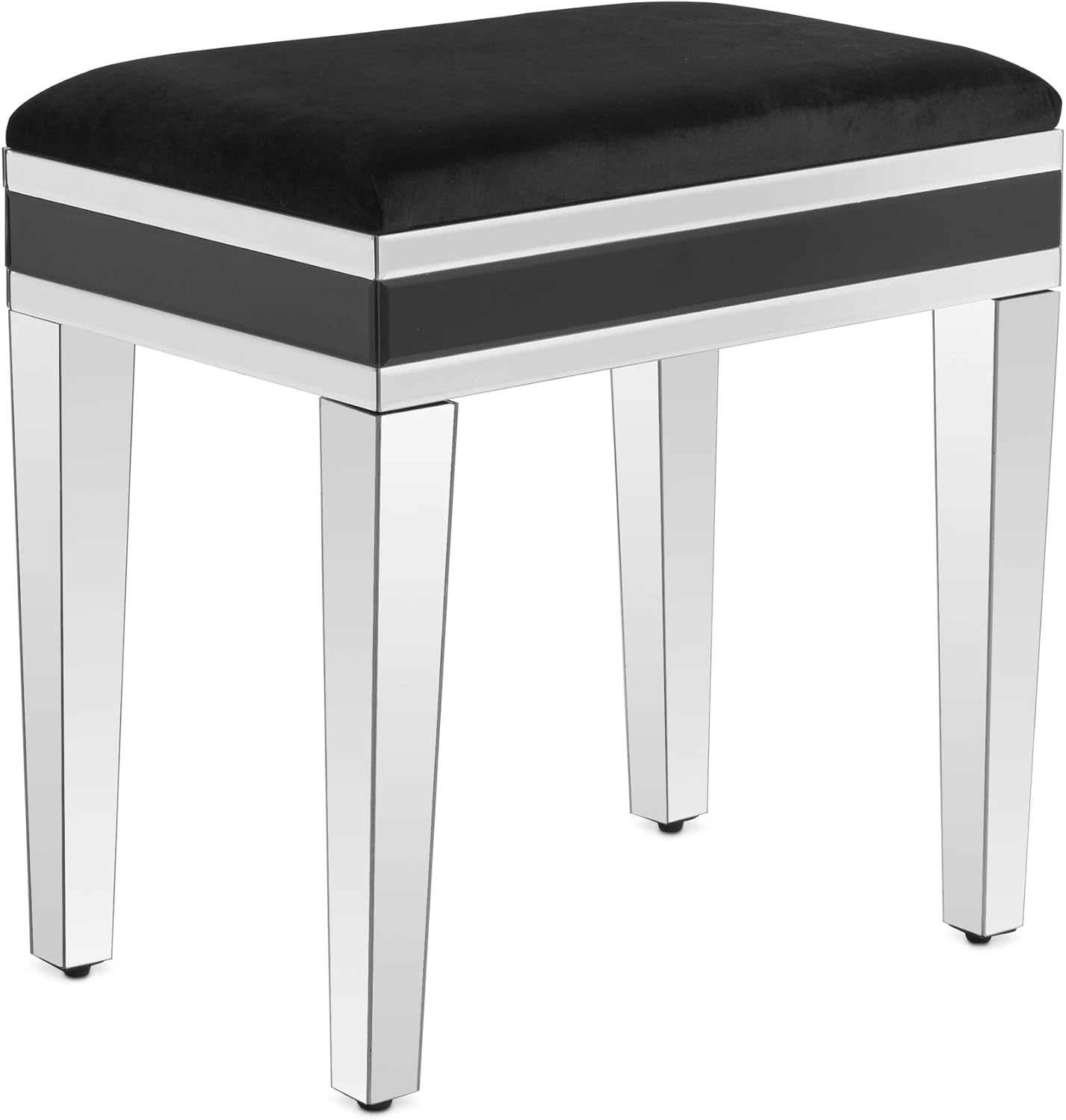Beautify Black Mirrored Dressing Table Stool Makeup Vanity Stool
