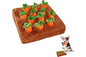 DIYGIFF Carrot Dog Toys-Carrot Snuffle Mat for Dogs,Interactive Dog Plush Puzzle Toys,2 in 1 Non-Slip Nosework Feed Games Pet Stress Relief with 12 Carrots