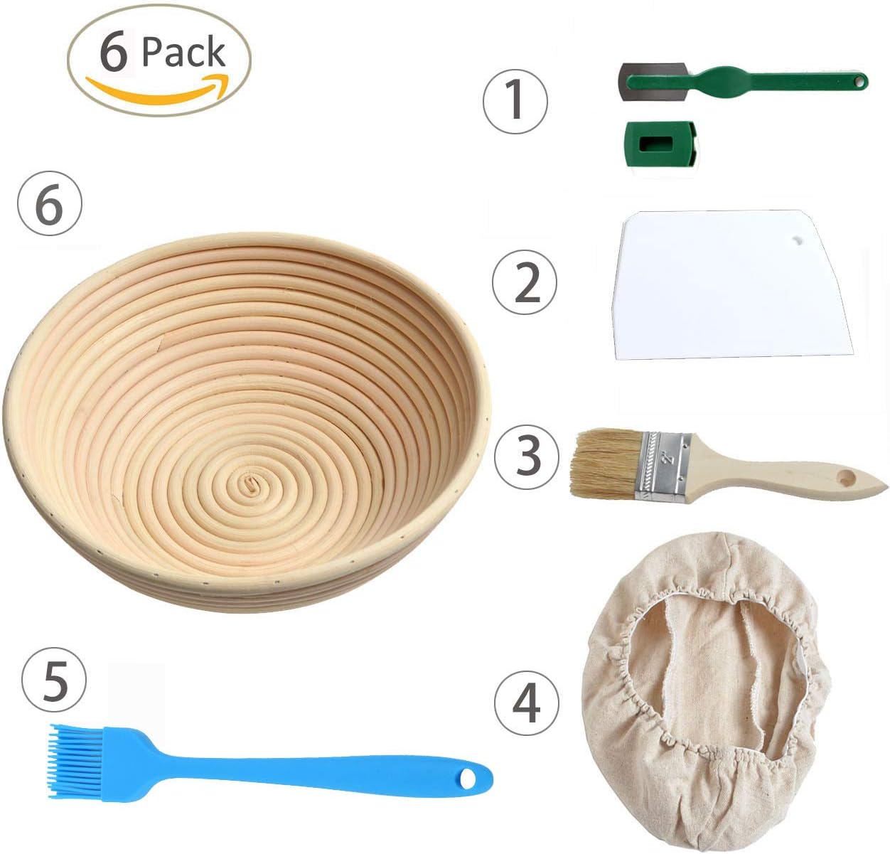 Large Banneton Proving Basket 10 inch / 25cm Round Bread Proofing Basket | Natural Rattan Sourdough Proving Basket Professional Bread Proving Bowl Brotform Artisan Bread 1000g Dough