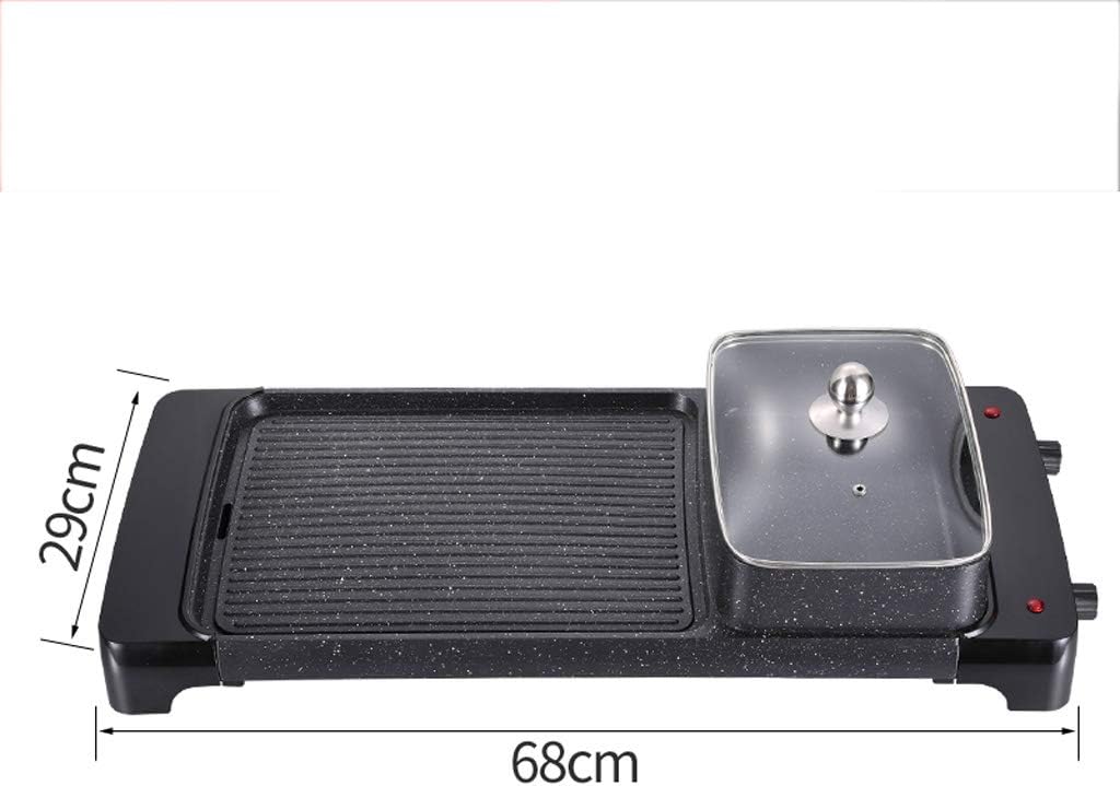 review zaizai Portable Electric Grill, 2-in-1 Electric Smokeless Portable Indoor Barbecue Grill and Hot Pot,Independent Temperature Control,Rapid Temperature Rise,2200W