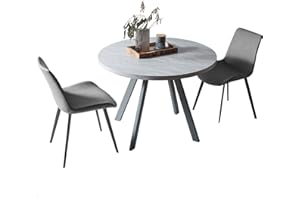 Zerifevni Round Dining Table Set, Mid Century Modern Small Round Dining Table Set, Saving Space (Table + 2 Grey Chairs)