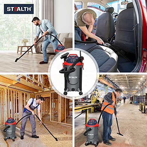 STEALTH 8 Gallon Wet Dry Vacuum Cleaner, Powerful 5.5 Horsepower Motor