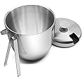 Fortune Candy Insulated Ice Bucket - Exclusive Lid with Improved Structure, Stainless Steel Ice Bucket with Ice Tongs, Scoop,