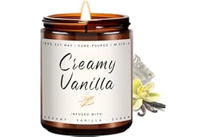 Auelife Fall Candle, Creamy Vanilla Scented Candle for Home - Fall Soy Wax Candles - Autumn Aromatheraphy Candles Gifts Set for Women & Men, Holiday, Thanksgiving Decor, 7oz