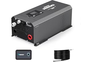 Renogy REGO 3000W Pure Sine Wave Inverter Charger w/LCD Display 12V DC to 120V AC Built-in Bluetooth 4-Stage Charging