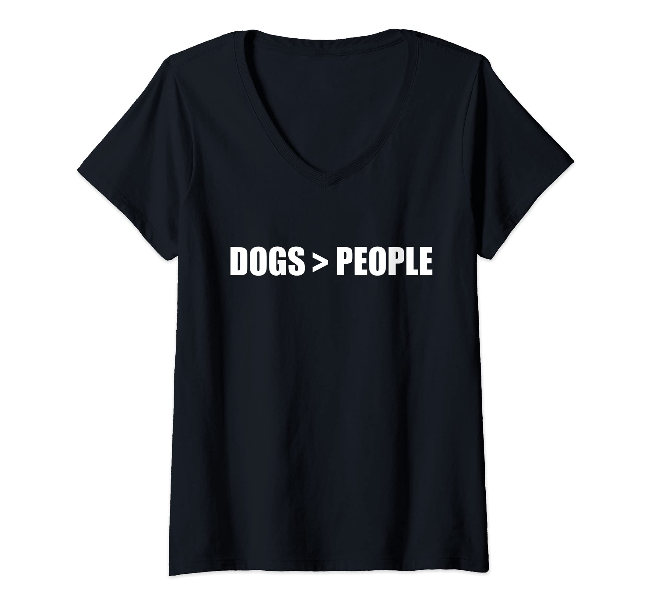 Womens DOGS > PEOPLE Dogs greater than humans Pet Owner Dog Meme V-Neck T-Shirt โ image 1