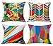 Geepro 18 inch Decorative Throw Pillow Cover Square Cotton Linen Pillow Case for Sofa Couch (Colorful)