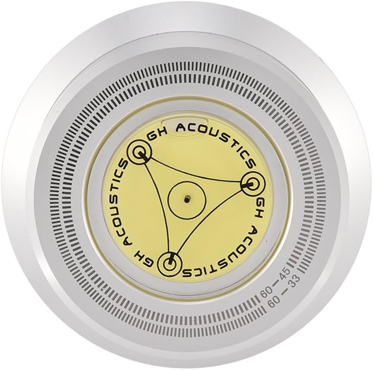Socobeta Turntable Disc Record Stabilizer Disc Record Weight Stabilizer 60Hz Clamp with Bubble Level for Record Player(Silver)
