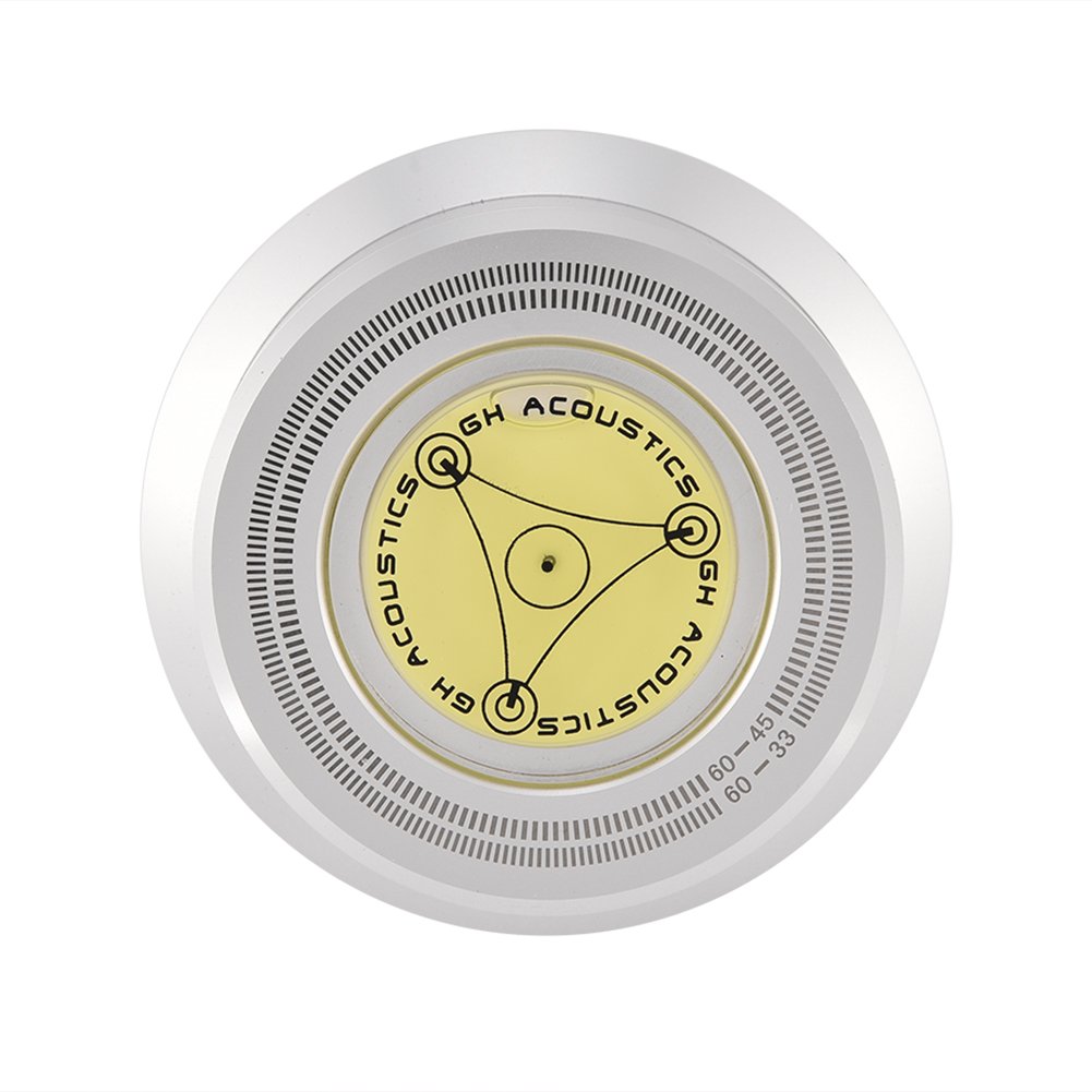 Socobeta Turntable Disc Record Stabilizer Disc Record Weight Stabilizer 60Hz Clamp with Bubble Level for Record Player(Silver)