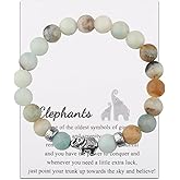 FUSTMW Elephant Gifts Bracelet Friendship Gifts Elephant Charm Natural Stone Bracelet Inspirational Gifts