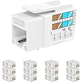 Rapink RJ45 Keystone Jack Cat6 10G Support, Keystone Jacks UTP 25 Pack for Wall Plate and Patch Panel, Rj45 Keystone 90 Degre