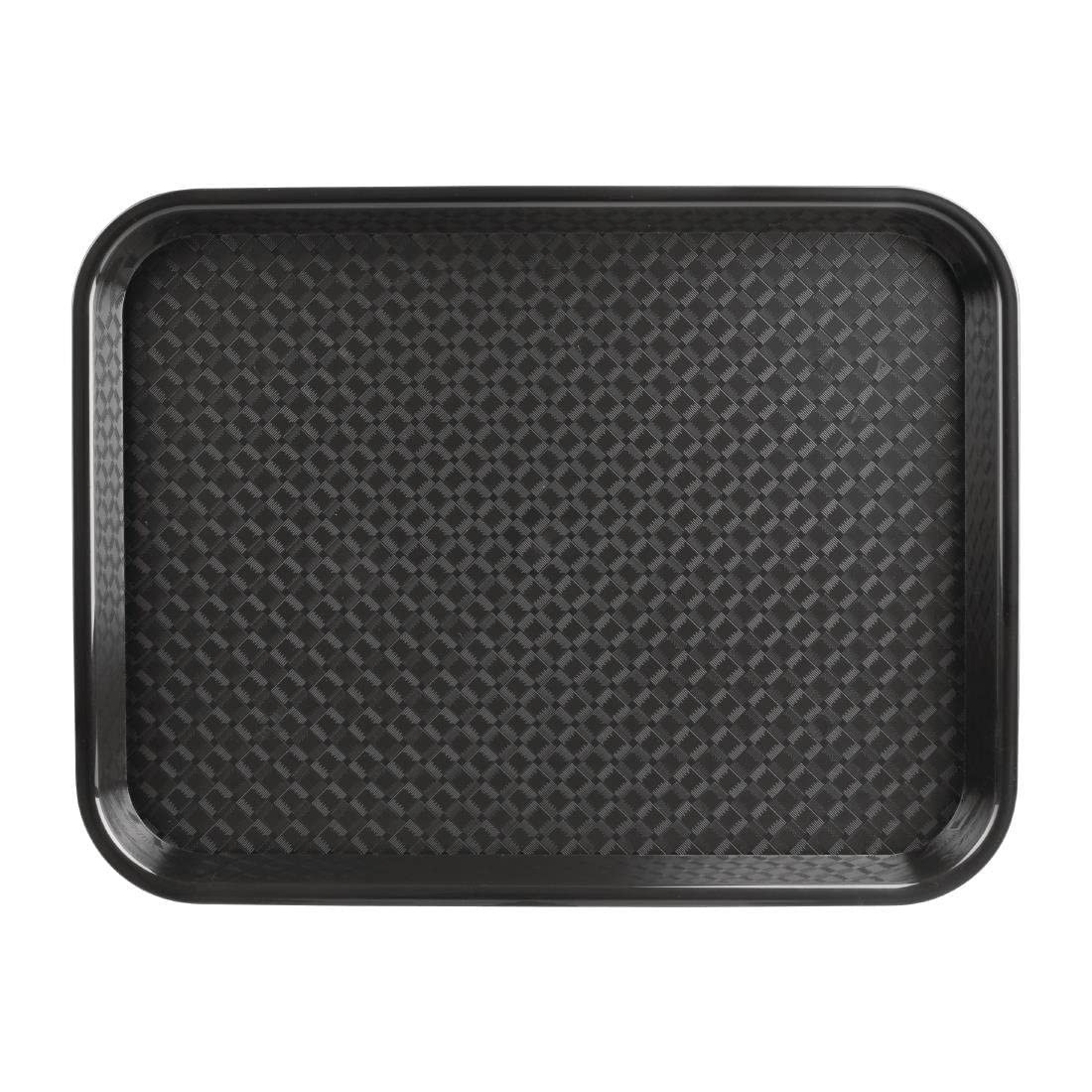 Olympia Kristallon Plastic Fast Food Tray, Black Medium, 415mm - Serving Tray for Restaurants, Buffets, Catering P501
