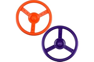 HACONBA 2 Pack Steering Wheel Playset Plastic Pirate Ships Wheel with Mounting Tools for Kids Playground Outdoor Gym (Purple, Orange)