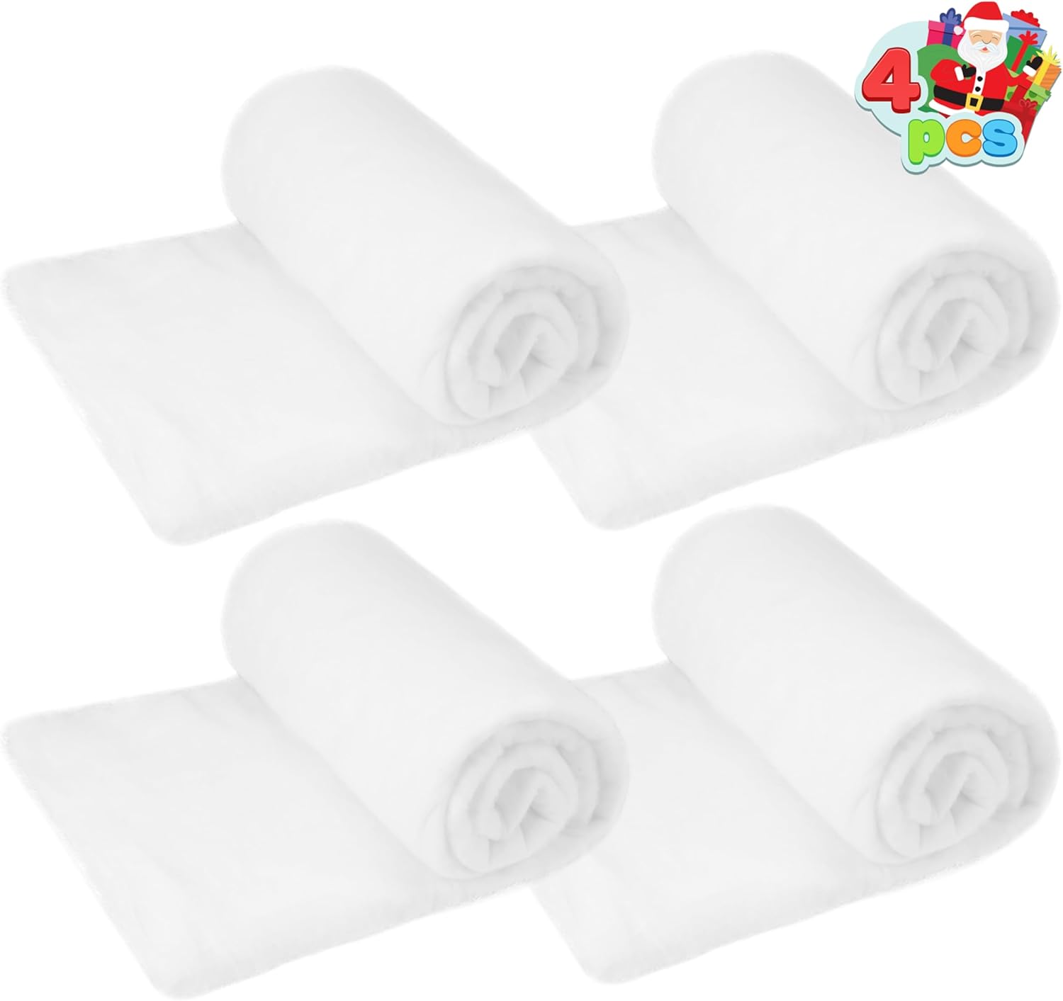 Artificial Snow - JOYIN 4 Pcs Christmas Snow Blanket Roll (3x8 Ft) for Christmas Decorations, Village Displays, Under The Christmas Tree-Thick White Soft and Fluffy Fake Snow Cover for Holiday Decor and Winter Displays