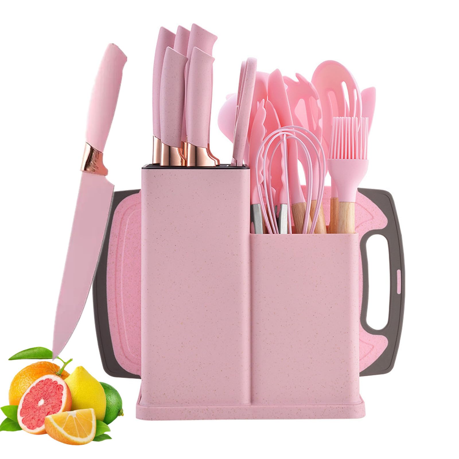 Photo 1 of 19 Piece Kitchenware Utensils and Knife Set- Includes: 9 Piece Silicone Cooking Utensils- 6 Piece Sharp Stainless Steel Chef Knives- Scissors -Whisk Tongs and Cutting Board