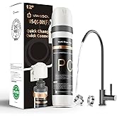 WINGSOL Under Sink Water Filter System with Brushed Nickel Faucet, NSF/ANSI 42&53 Anti-Clogged Pleated Filter Quick Change EZ Install, Reduce PFAS/Lead/Chlorine/Sediment, 8K Gallons Long-Lasting