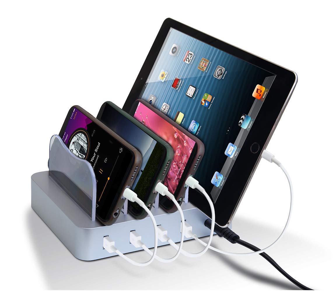 USB Charging Station - Charging Dock - 4-Port - Fast Charging Station - iPad Docking Station - Smart Charging Station Dock - Multi Charging Station for Cell Phones and Tablets