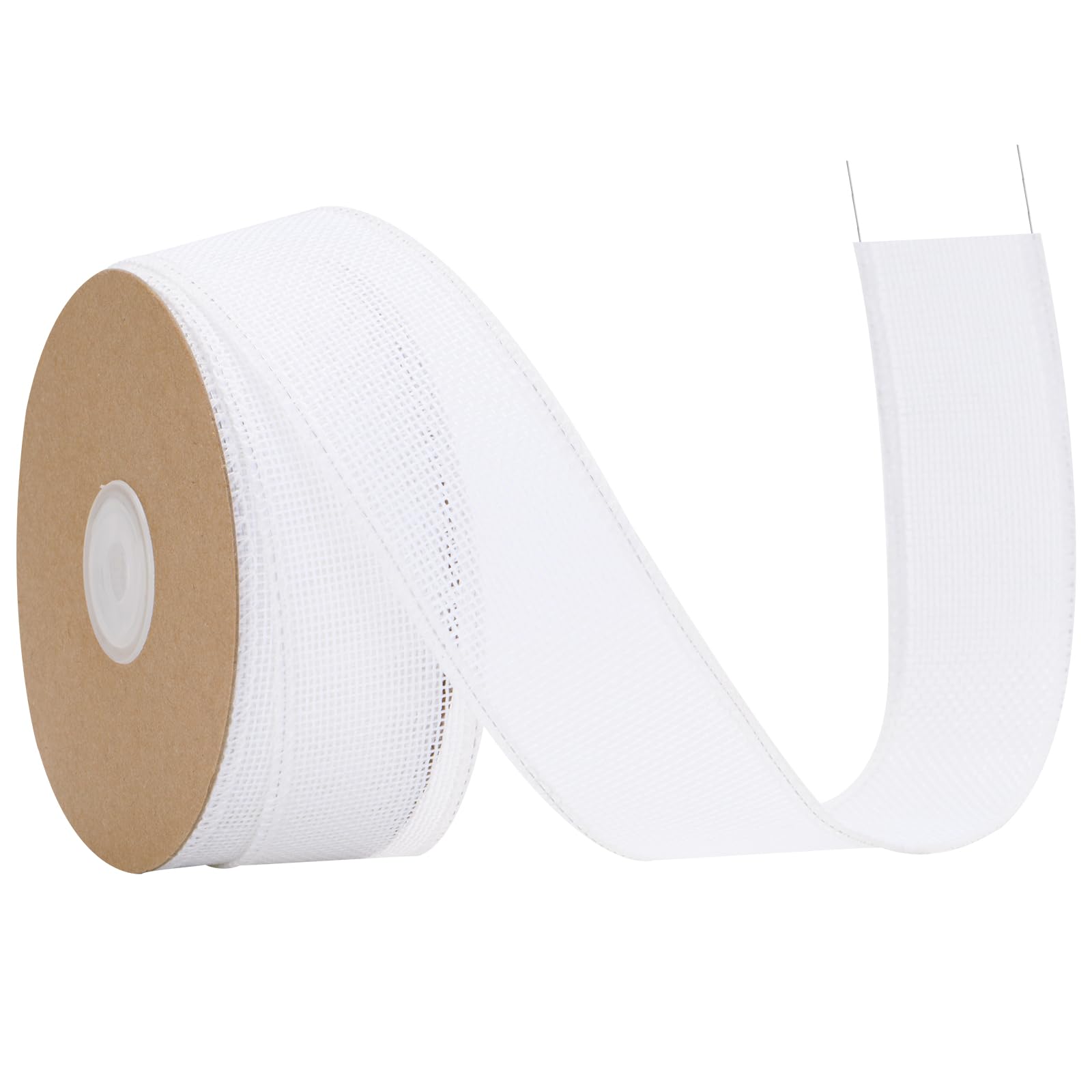 G2PLUS 4cm White Wired Burlap Ribbon: 10m Hessian Ribbon for Crafting, Bows, Gift Wrapping, Wreaths, Christmas Decoration