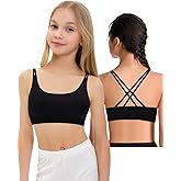 iMuchic Girl Sports Bra Sleeveless Tank Top - Seamless Stretchy Back Crisscross Crop Undershirt Fitness Yoga Bras