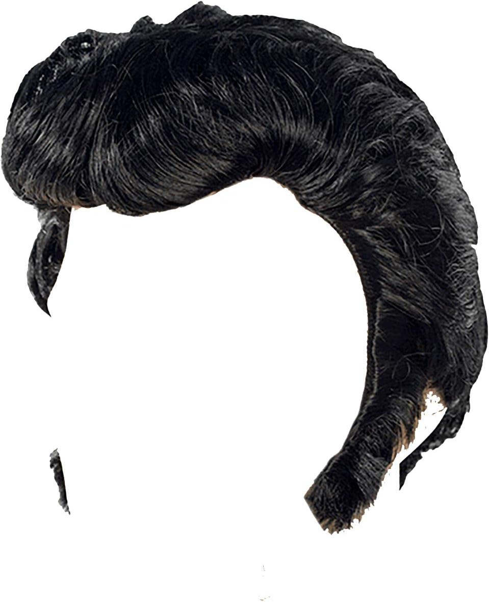 City Costume Wigs Black Elvis Wig with Sideburns for Men and Kids…