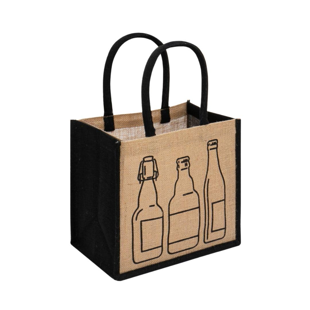 Bountiful Harvest 6 Bottle Jute Carrier - Eco-Friendly, Versatile, and Stylish (1, Beer Bottles)
