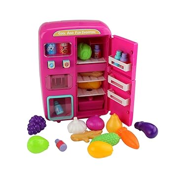 SHENGNONG Toy Food Set Gourmet Cocina Frigorífico con puerta ...