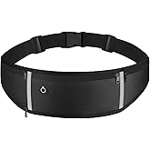 JEVRKAPZ UltraSlim Fanny Packs for Women Men Slim Running Belt Waist Pack Runners Bag Waterproof Money Belt (1186, All Black)