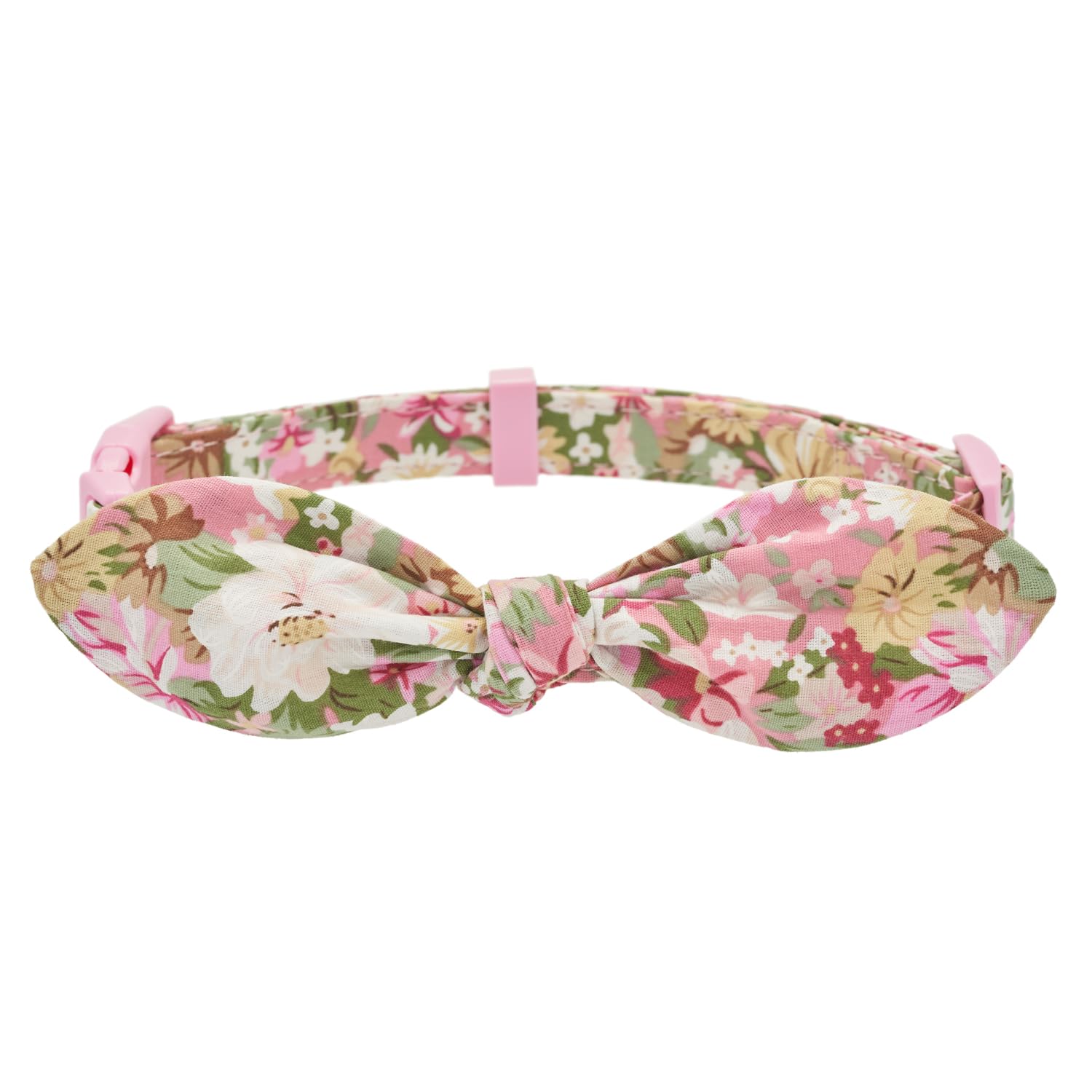 Petiry Floral Pink Dog Collar with Detachable Unique Bow,Adjustable Cute Pink Puppy Collar for Girl Dogs Gift,Oil Flower Design,XS