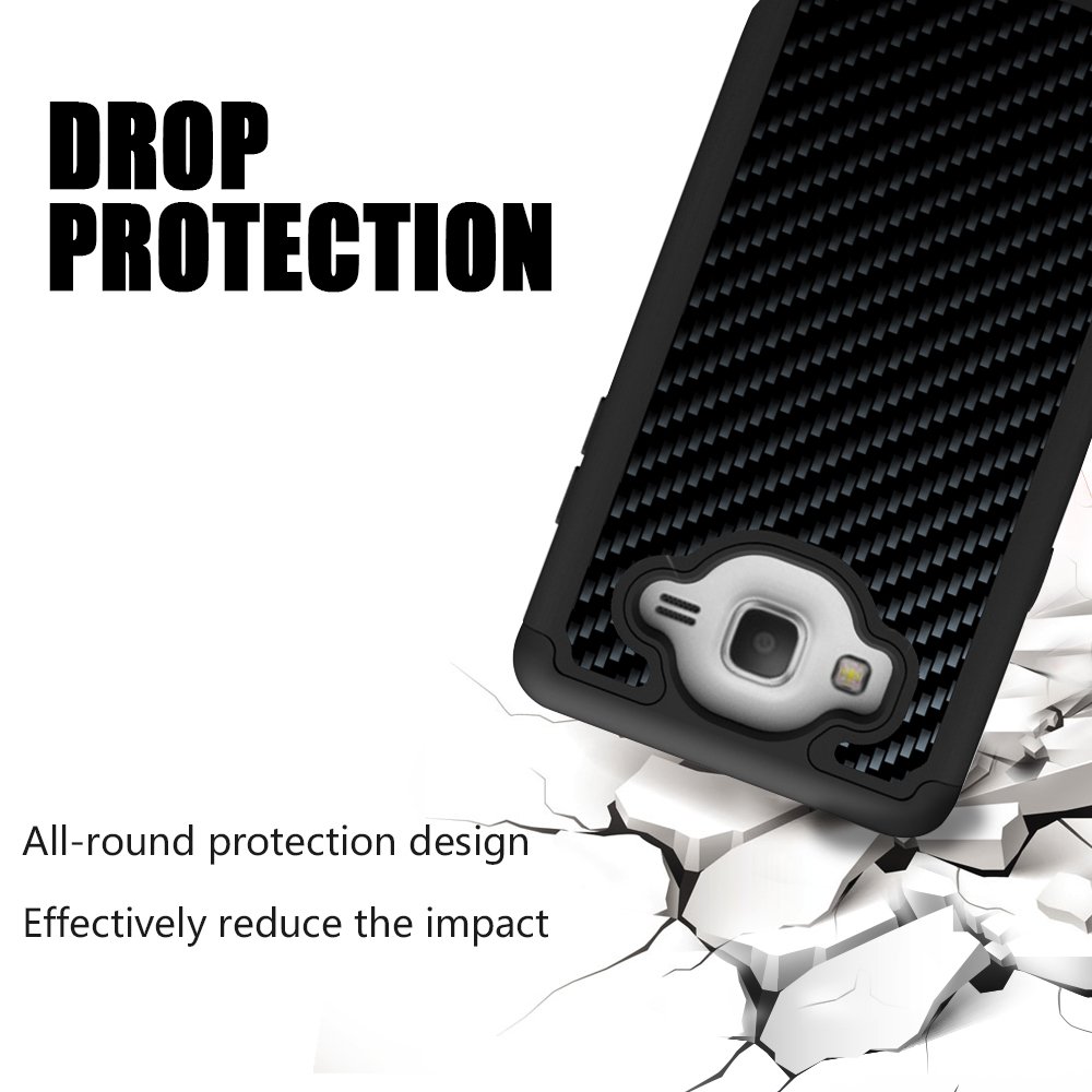 Galaxy ON5 Case, UrSpeedtekLive [Shock Absorption] Dual Layer Heavy Duty Protective Silicone Plastic Case Cover for Samsung Galaxy On5 - Black