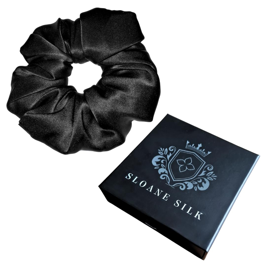 100% Pure Mulberry Silk Scrunchie – Luxury 6A Grade Real Silk Hair Tie, Anti-Frizz & Gentle on Hair, OEKO-TEX Certified, Elegant Gift Box Included